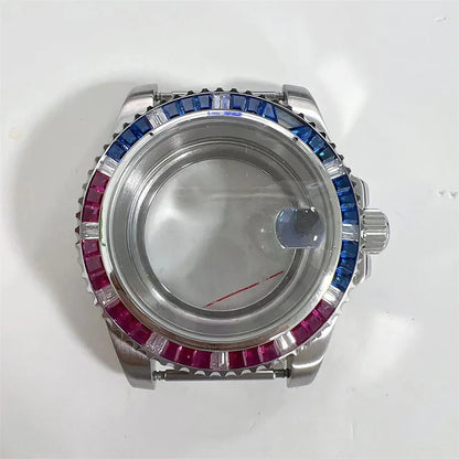 40mm Watch Case for NH35 NH36 Crystal Bezel Solid/Clear Bottom Sapphire Glass