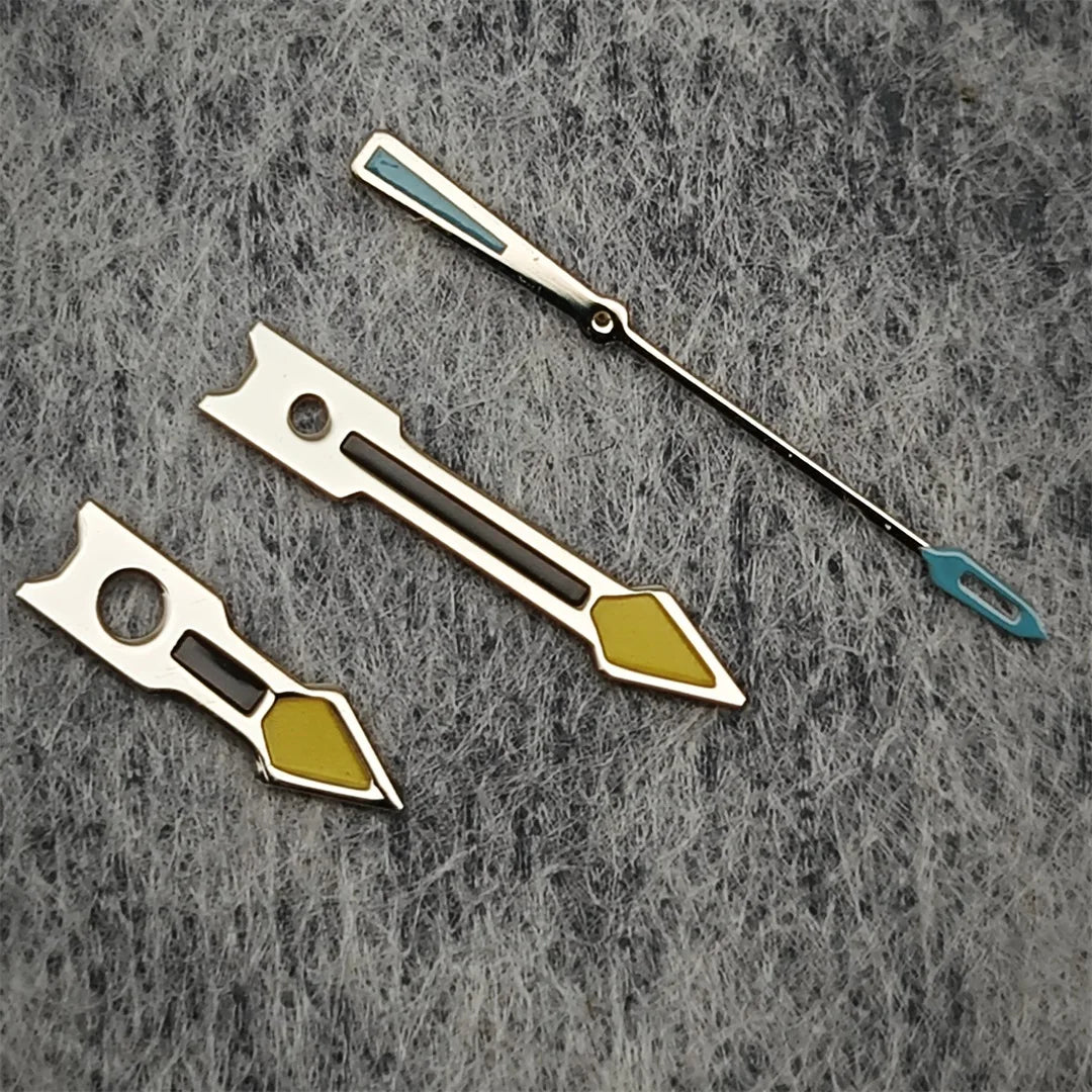 Modified Yellow Blue Silver Trim Hands Watch Hands for NH35/36/4R/7S Movement