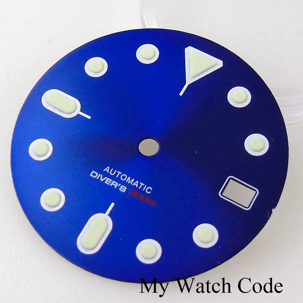 Sunburst orange 29mm dial with luminous markers for SKX mod, compatible with NH35 NH36 movement, crown at 3.8,.
