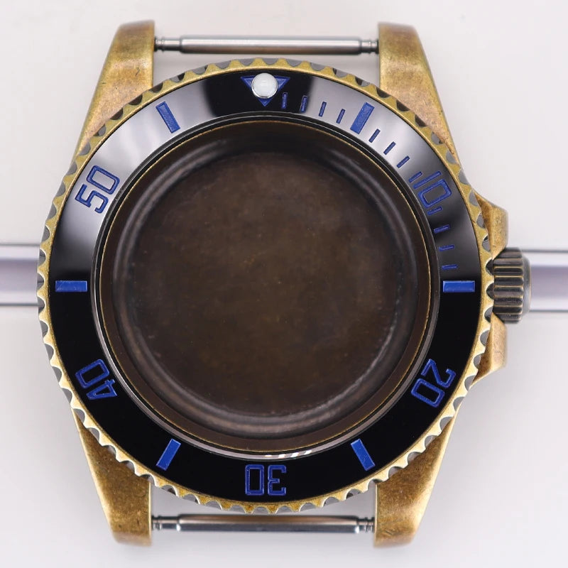 Bronze 40mm Watch Case Ceramic Bezel For SUB NH35/36/34/38/70 Sapphire Glass