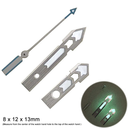 Modified Silver Trim Green Luminous Watch Hands for NH34 NH35 NH36 NH70 Movement