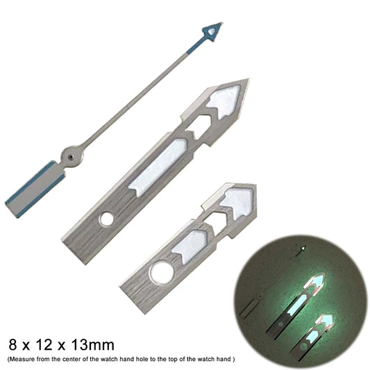 Modified Silver Trim Green Luminous Watch Hands for NH34 NH35 NH36 NH70 Movement