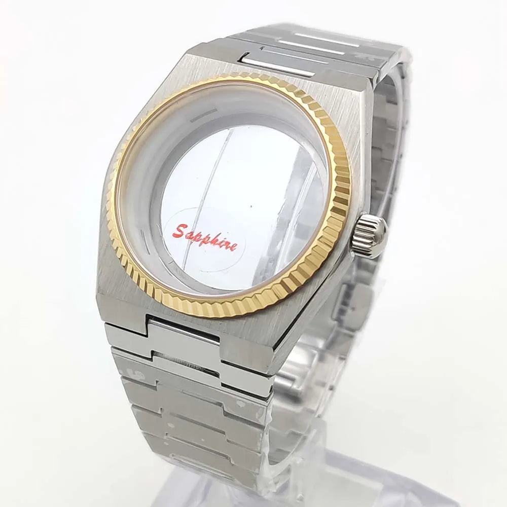 40MM Transparent Bottom Steel  Watch Case Sapphire Strap Set for NH35/36/38/70