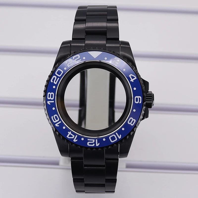 40mm PVD Watch Case Strap For NH34/35/36 GMT Eta2824 Miyota8215 Sapphire Crystal