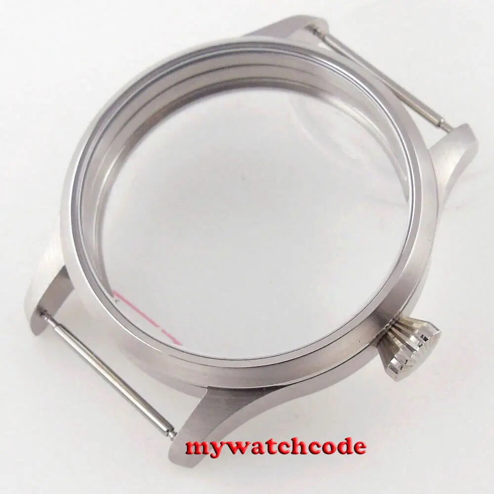 Brushed 42mm Sapphire Glass 316L PVD Watch Case fit Seagull ST3600 6497 6498