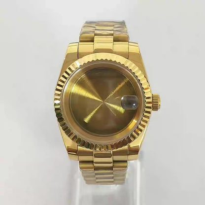 36/39mm Gold Classic Style Watch Case+Strap Jubilee Bracelet Fit NH35/NH36/4R