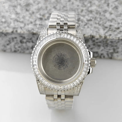40.5mm Watch Case Set SUB Diamond Ring with Sapphire Glass for H35/NH36/NH34/4R35/4R35