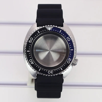 45mm Turtle Abalone Watch Case For NH35 NH36 NH34 NH38 Steel Chapter Ring Bezel