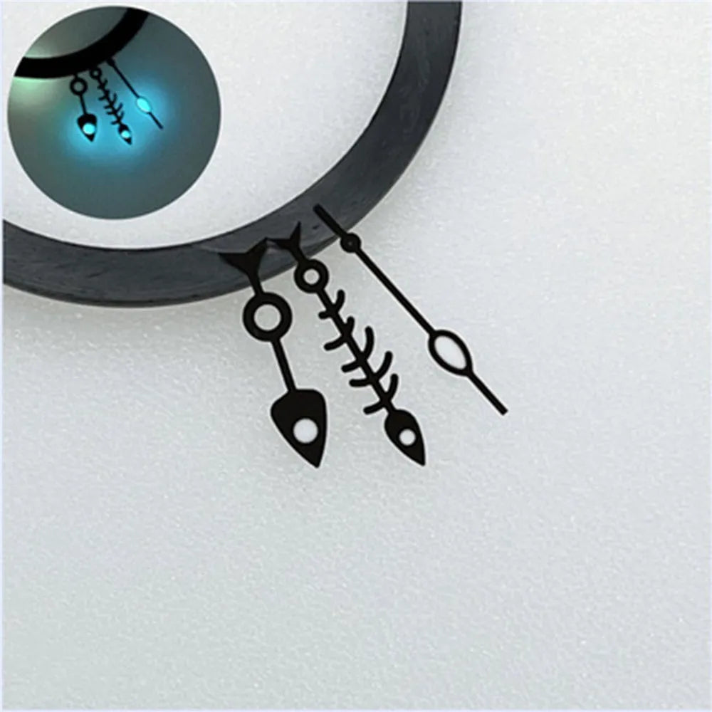 Strong Blue Luminous Fishbone Watch Hands for NH35 NH36 4R35 4R36 Diving Part