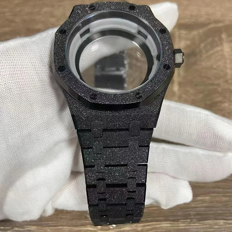 41mm Shining Star Sanding Steel Watch Case Sapphire Crystal  For NH35/36/4R/7S