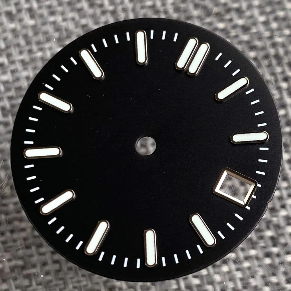 Sterile 29mm Sunray green, blue, grey watch face with silver markers for NH35 NH36 dive pilot watches