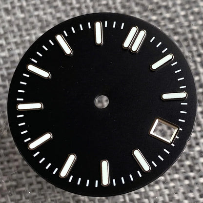 Sterile 29mm Sunray green, blue, grey watch face with silver markers for NH35 NH36 dive pilot watches