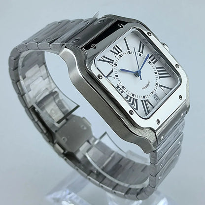 Square Roma Dial Watch Case Folding Buckle Square Case fit NH35 Movement
