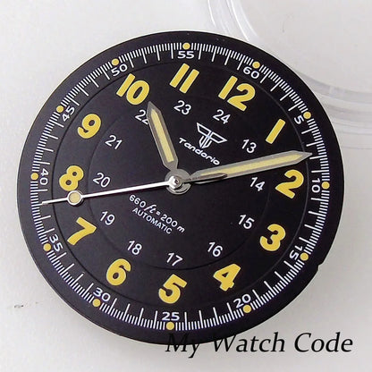 Pilot 29mm Nologo black and silver dial face for NH35 NH36 vintage diver watch mod parts