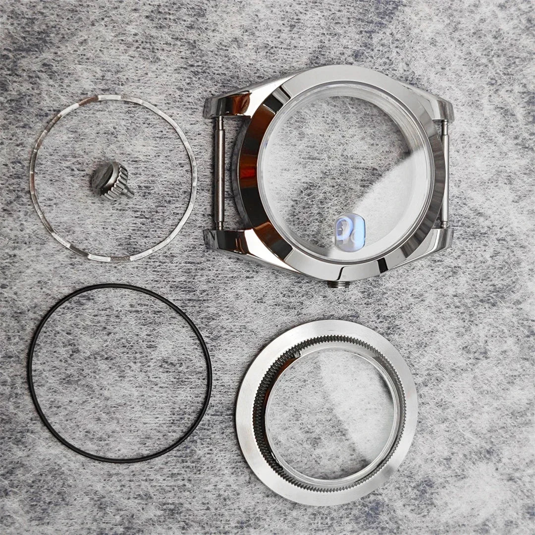 39mm Steel Watch Case Transparent Bottom with Sapphire Glass for NH35/NH36