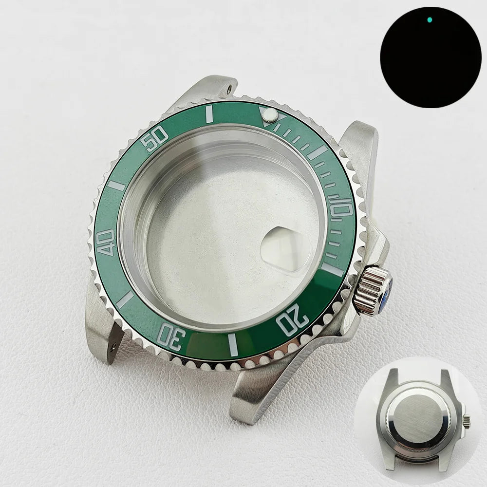 40.5MM Watch Case Single Day Calendar Window BGW9 Blue Luminous Bezel For NH35