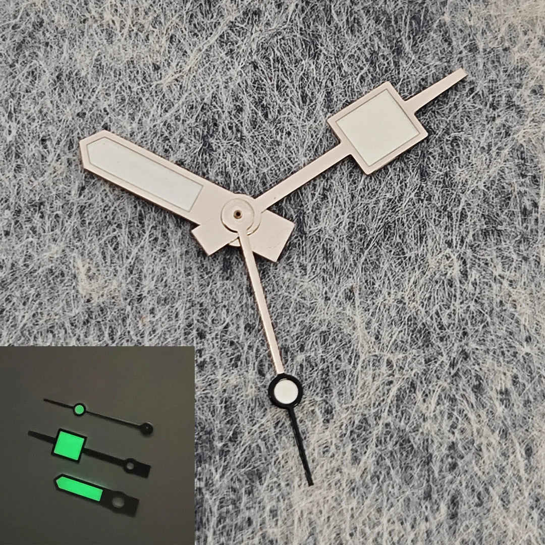 Geometric Square Pointer with Green Luminous Watch Hands for NH35/NH36/4R/7S