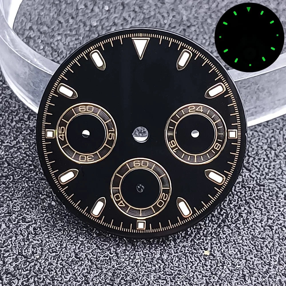 29.5mm C3 Green Luminous Timer Multicolor Watch Dial Suitable For VK63 Movement