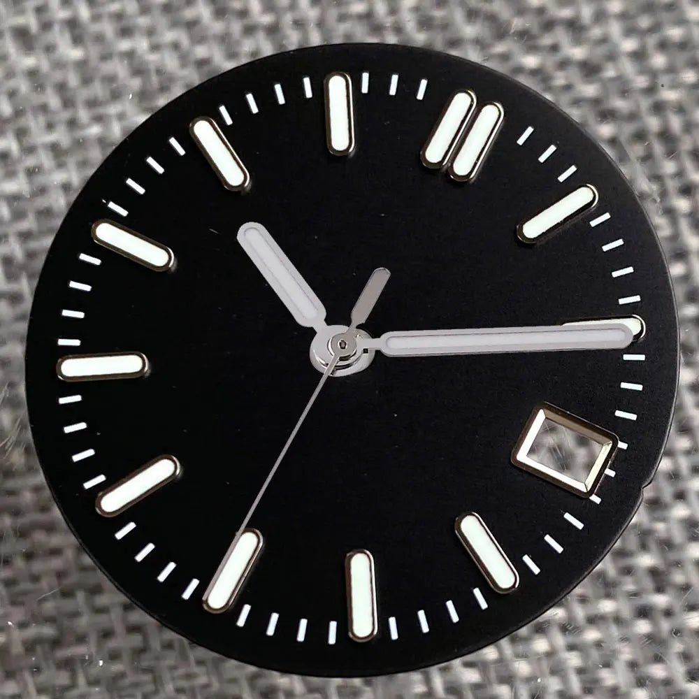 Sterile 29mm Sunray green, blue, grey watch face with silver markers for NH35 NH36 dive pilot watches