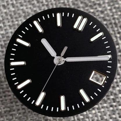 Sterile 29mm Sunray green, blue, grey watch face with silver markers for NH35 NH36 dive pilot watches