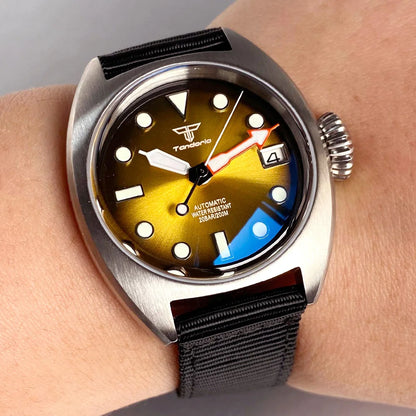 36mm No Logo Sunburst Luminous Nylon Band Watch Steel Case Sapphire Glass NH35