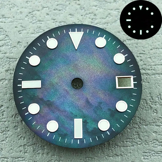 28.5mm Shell Reflective Multicolor Watch Dial C3 Green Luminous For NH35 NH36