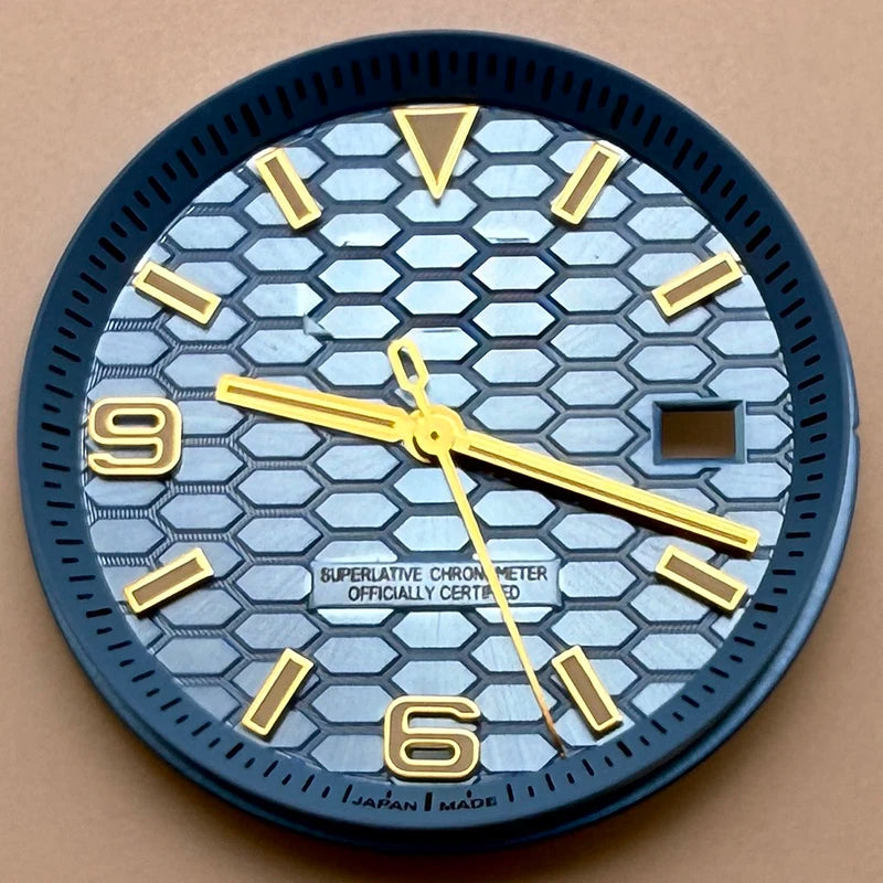 39.5mm Land-Dwellwe GOLD Case+Strap Sapphire Glass Luminou 33.8mm Dial Fit NH35