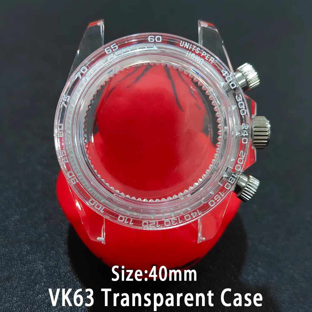40mm Acrylic Transparent Case Suitable For VK63 Watchs Case 20mm Strap Modified