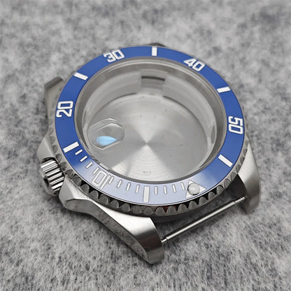 40MM Steel Watch Case Set SUB Case Sapphire Crystal for MingZhu 2813 8215