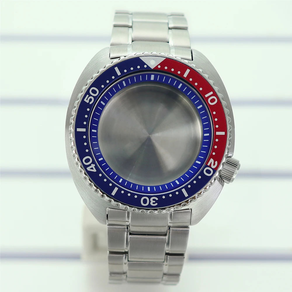 45mm Steel Watch Case Sapphire Glass For Mod skx big Abalone NH35 NH36 NH38