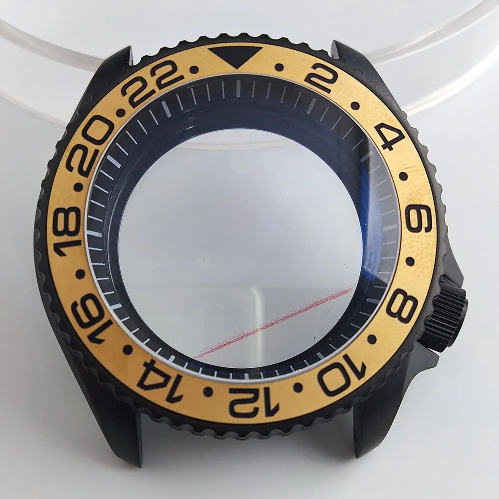 Case 41.5mm Convex Sapphire Glass Ceramic Bezel Stainless Steel Black Matte Waterproof Case Fit NH 35 NH36 Movement Case