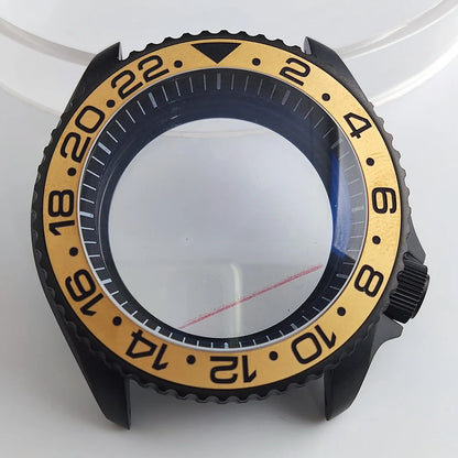 Case 41.5mm Convex Sapphire Glass Ceramic Bezel Stainless Steel Black Matte Waterproof Case Fit NH 35 NH36 Movement Case