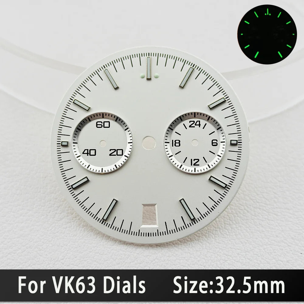 39.7mm Silver 316L Steel Watch Case 20mm Strap Solid VK63 Watch Header For VK63