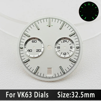39.7mm Silver 316L Steel Watch Case 20mm Strap Solid VK63 Watch Header For VK63
