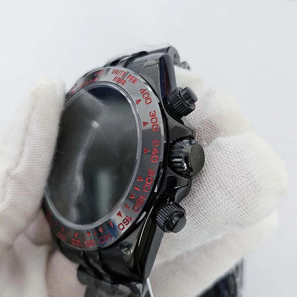 39mm Black Watch Case Strap Set for VK63 Shell Sapphire Glass Case Watchband