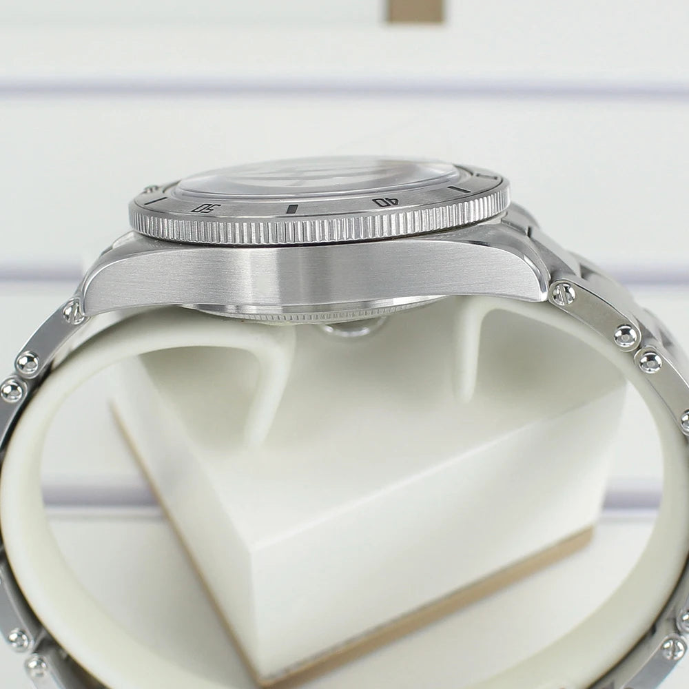 38mm Silver Watch Case Stainless Steel With Bezel For NH35/36/38 Sapphire Glass