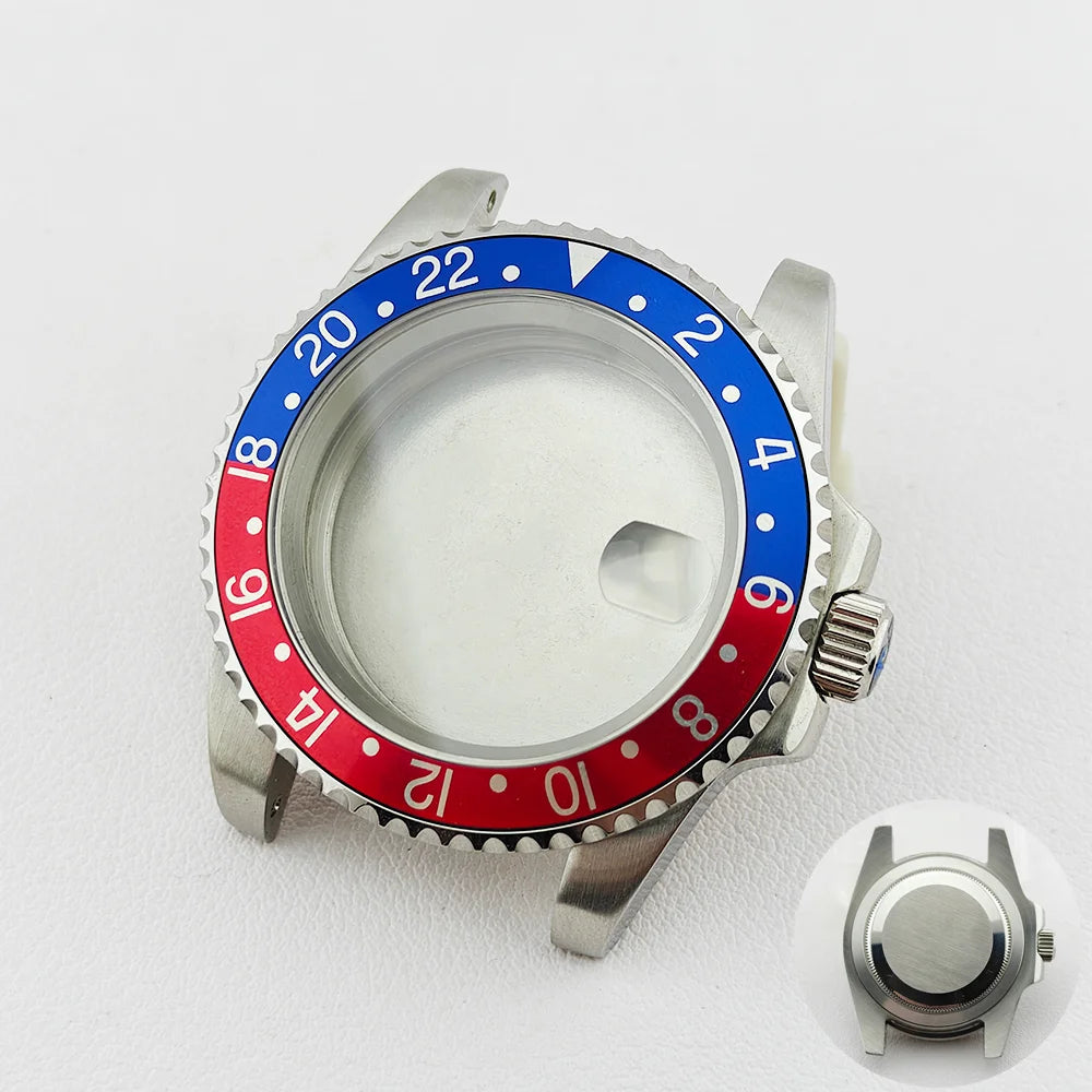 40.5MM Watch Case Single Day Calendar Window BGW9 Blue Luminous Bezel For NH35