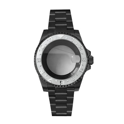 40MM Black Watch Case + Strap SUB Steel Case with Sapphire Crystal for NH35 NH36