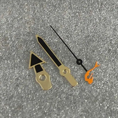 Gold Edge Mermaid/Turtle Black Watch Hands with Second Hands for NH35/NH36/4R/7S