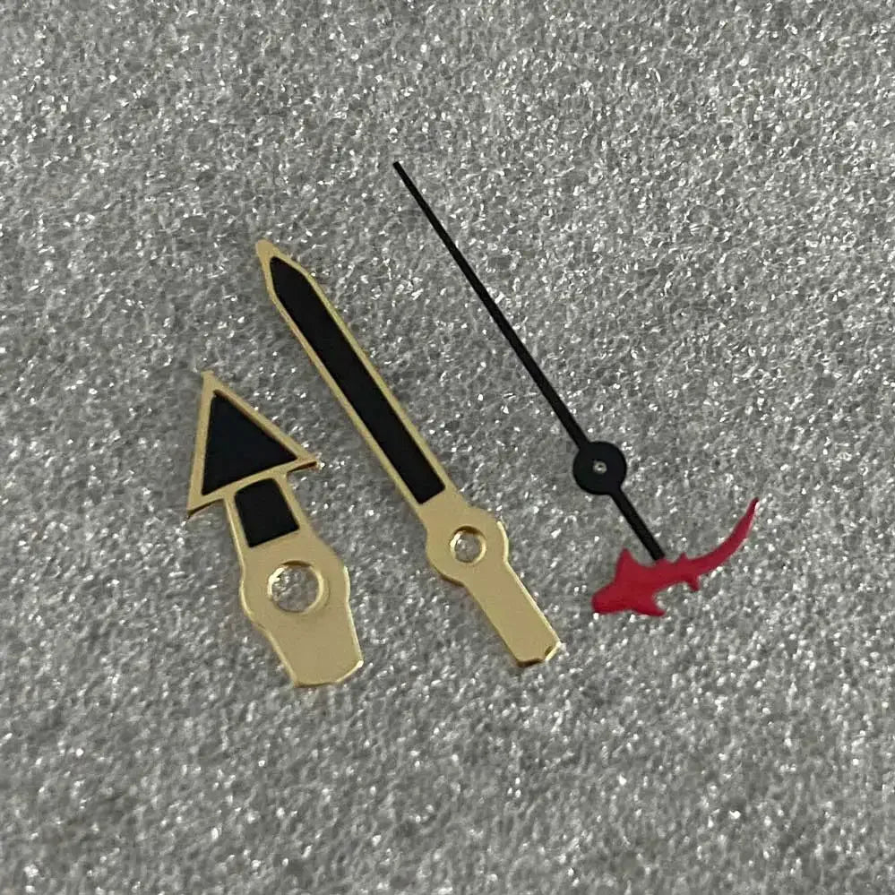 Gold Edge Mermaid/Turtle Black Watch Hands with Second Hands for NH35/NH36/4R/7S