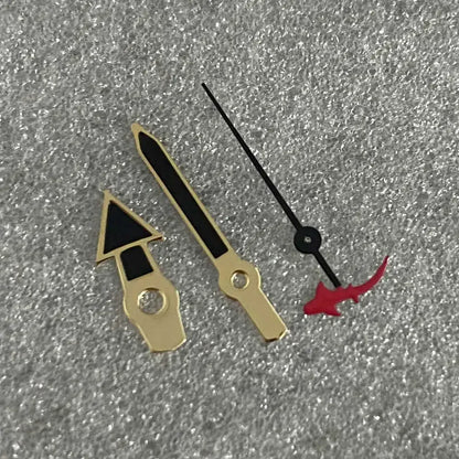 Gold Edge Mermaid/Turtle Black Watch Hands with Second Hands for NH35/NH36/4R/7S
