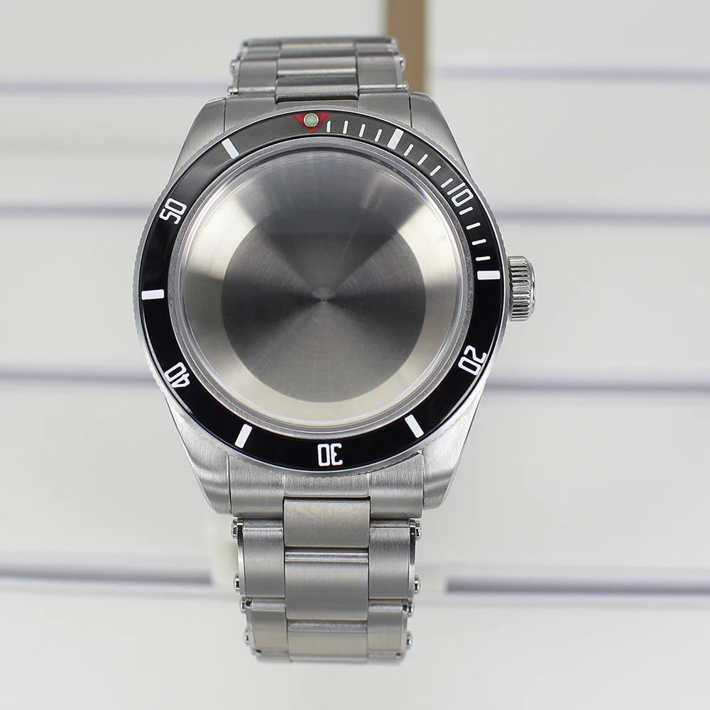 Silver 38mm Men Watch Case 316L Steel Sapphire Glass For NH35 NH36 NH38 4R36