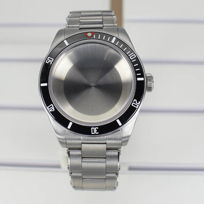 Silver 38mm Men Watch Case 316L Steel Sapphire Glass For NH35 NH36 NH38 4R36
