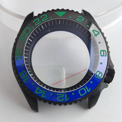 Case 41.5mm Convex Sapphire Glass Ceramic Bezel Stainless Steel Black Matte Waterproof Case Fit NH 35 NH36 Movement Case