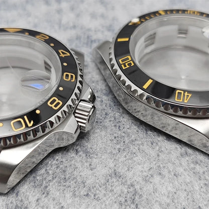 40mm SUB GMT Steel Watch Case for 2813/8215/2836/3804/8200 with Sapphire Glass