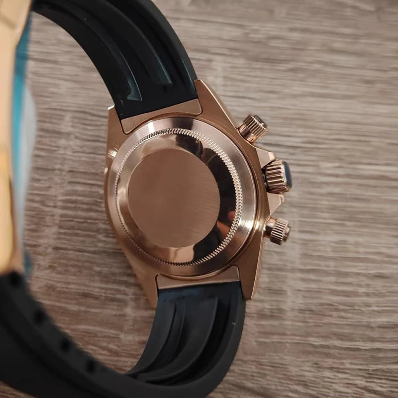 316L Steel 39mm RoseGold-Mulan Case+Watch Rubber Strap Case Fit VK63