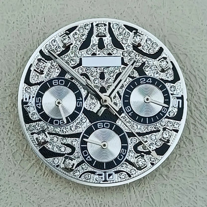 29.5mm Embedded Diamond Watch Dial for VK63 Quartz Watch For Dtn 39mm Case
