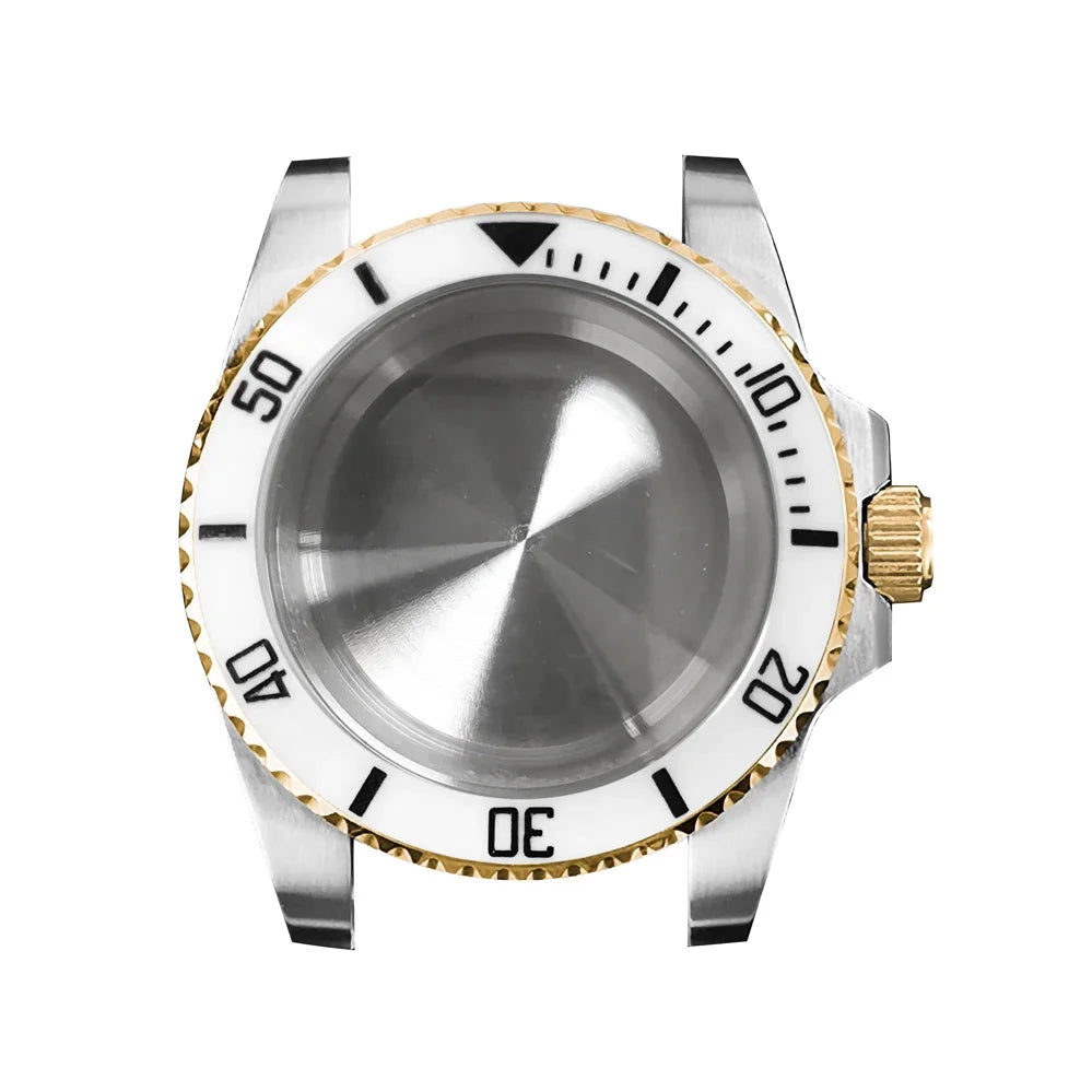 316L Watch Case 40mm Gold Edge Sapphire Flat Glass for NH35/ NH36 Modification