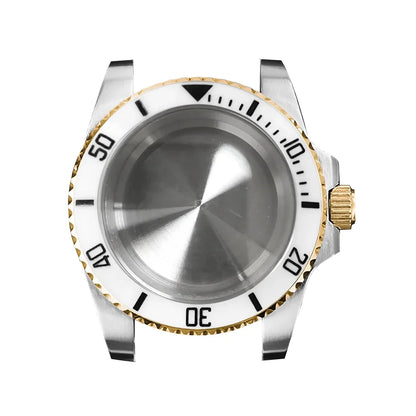 316L Watch Case 40mm Gold Edge Sapphire Flat Glass for NH35/ NH36 Modification
