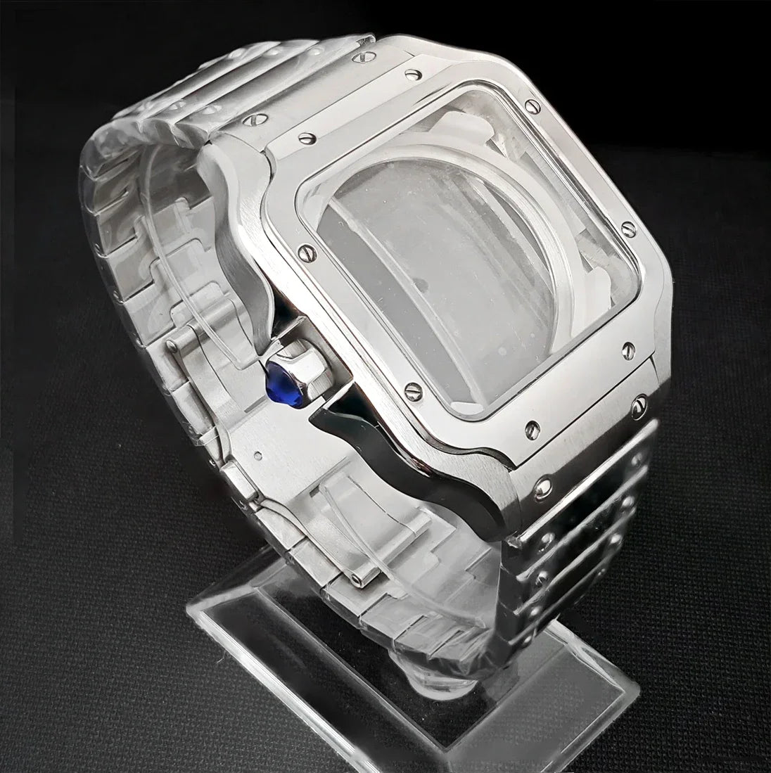 38mm 316L Stainless Steel Square Watch  Case Set for NH36 4R36 Movement